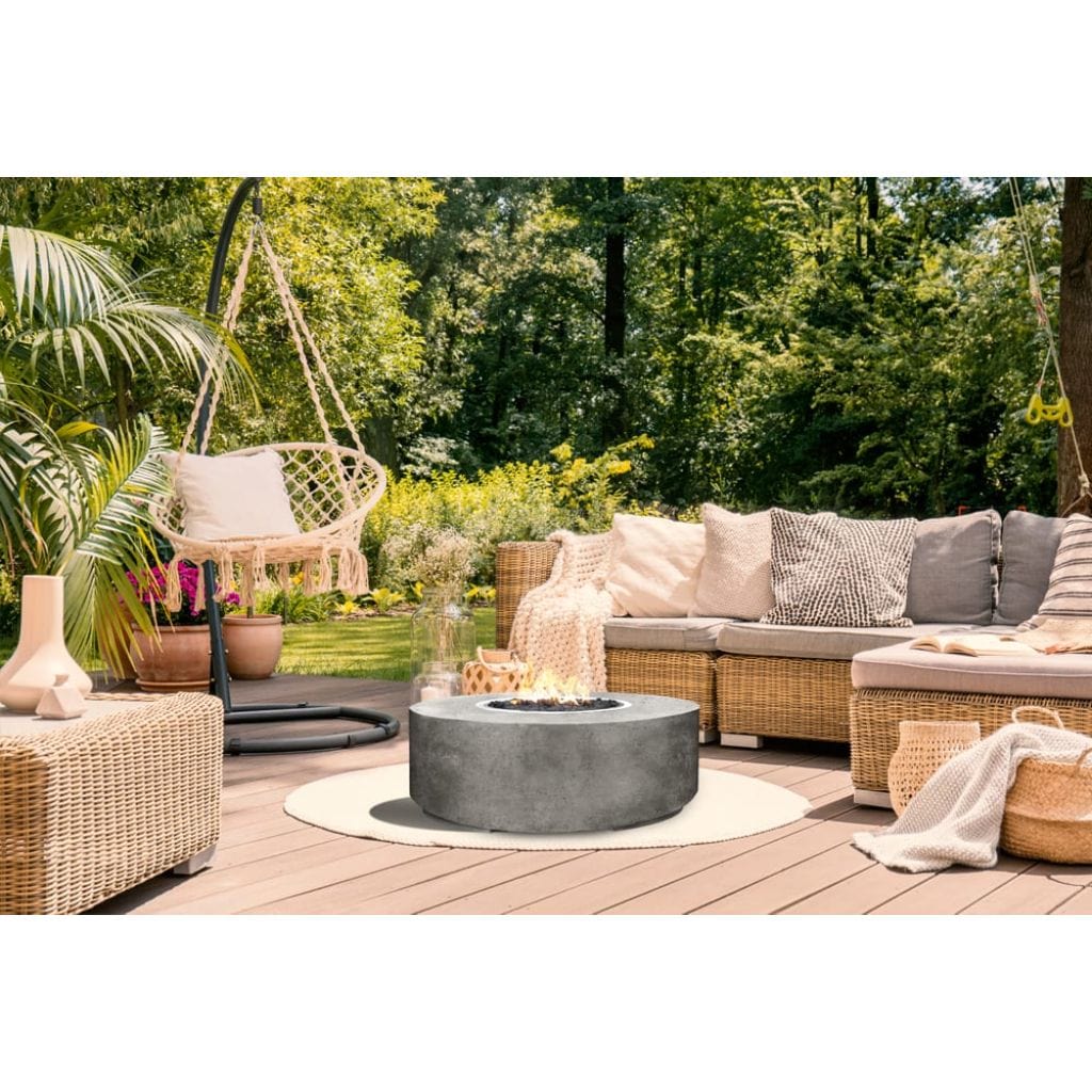 Prism Hardscapes Rotondo 48" Ultra White Round Concrete Propane Gas Fire Pit Bowl