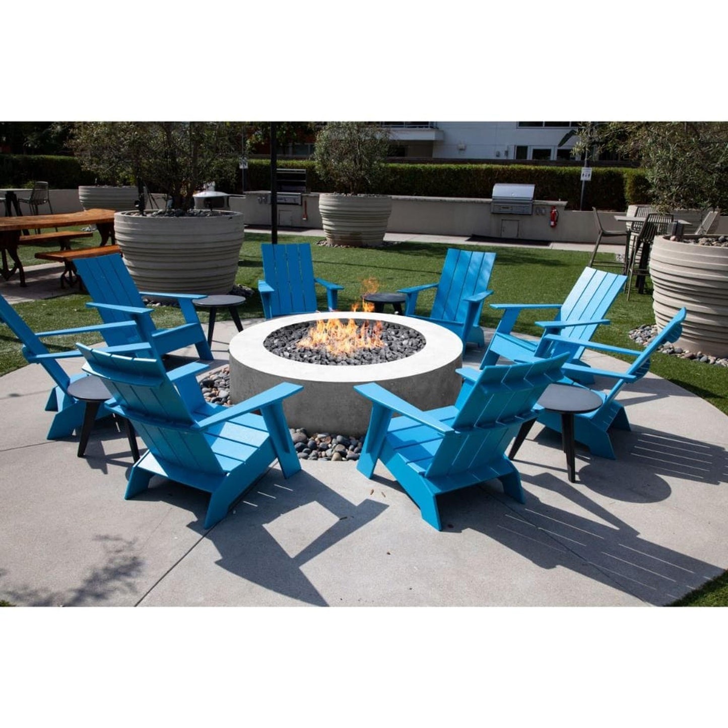 Prism Hardscapes Rotondo 80 80" Ebony Round Concrete Natural Gas Fire Pit Bowl With Match Lit Ignition
