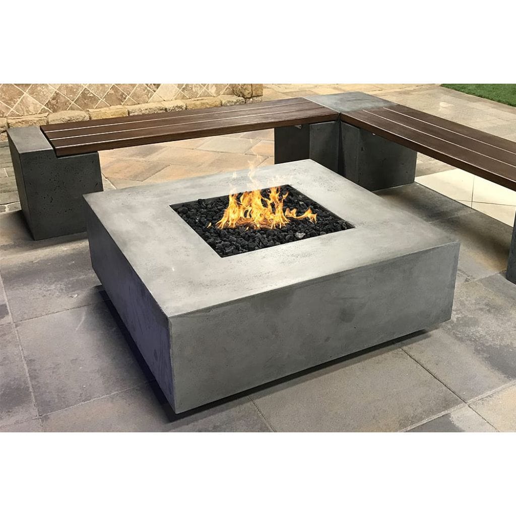 Prism Hardscapes Tavola 42 42" Ultra White Square Concrete Propane Gas Fire Pit Table