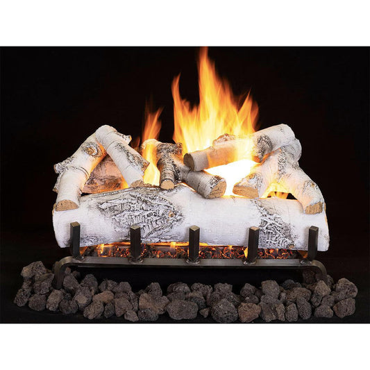 Superior Dual-Burner Series Ashton White Birch 24" 7-Piece Outdoor Vented Gas Log Set