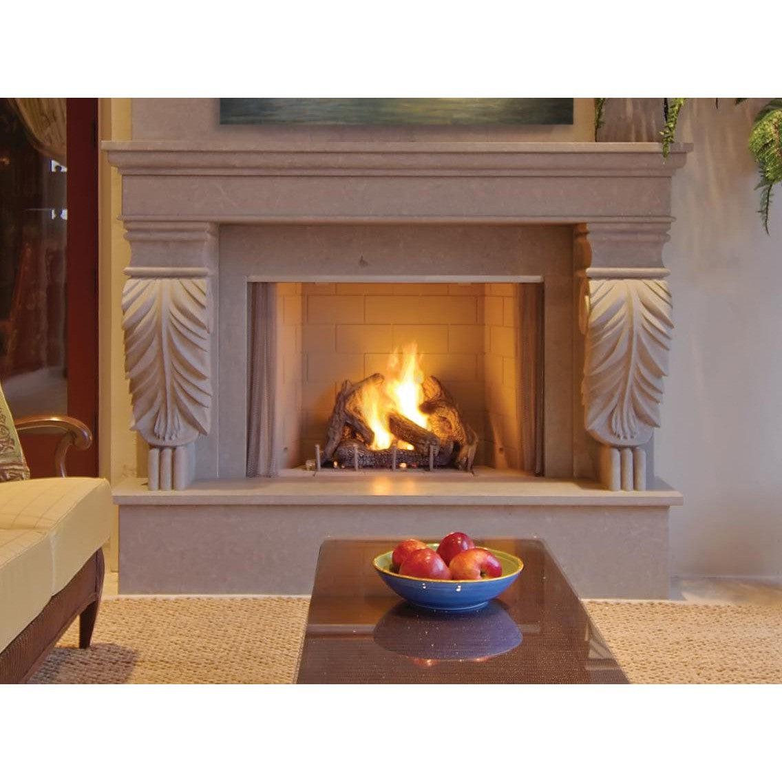 Superior VRE4342 42" Traditional Outdoor Vent-Free Natural Gas Fireplace With Electronic Ignition and White Herringbone Refractory Panels