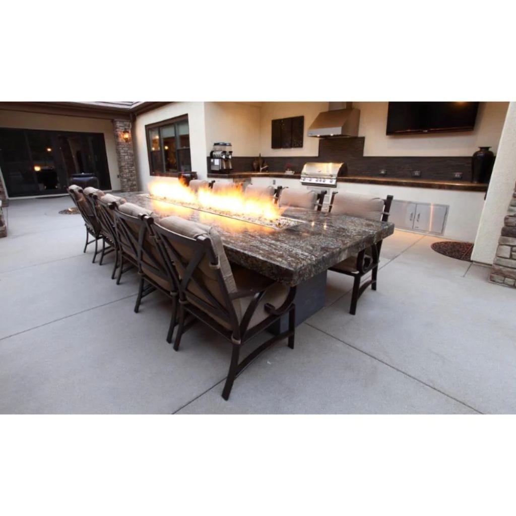 The Outdoor Plus 120" Laguna GFRC Wood Grain Concrete Rectangle Gas Fire Pit Table