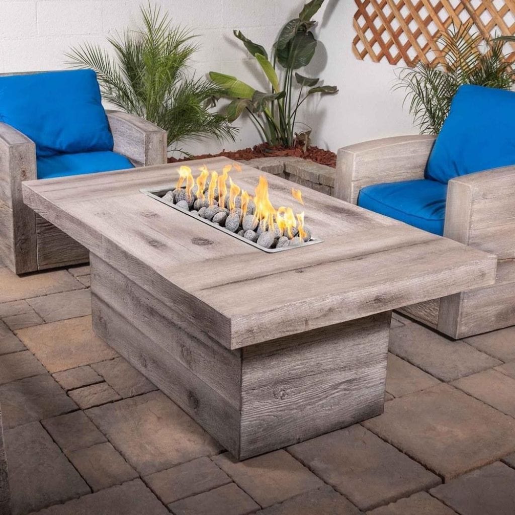 The Outdoor Plus 60" Grove GFRC Wood Grain Concrete Rectangle Gas Fire Pit Table