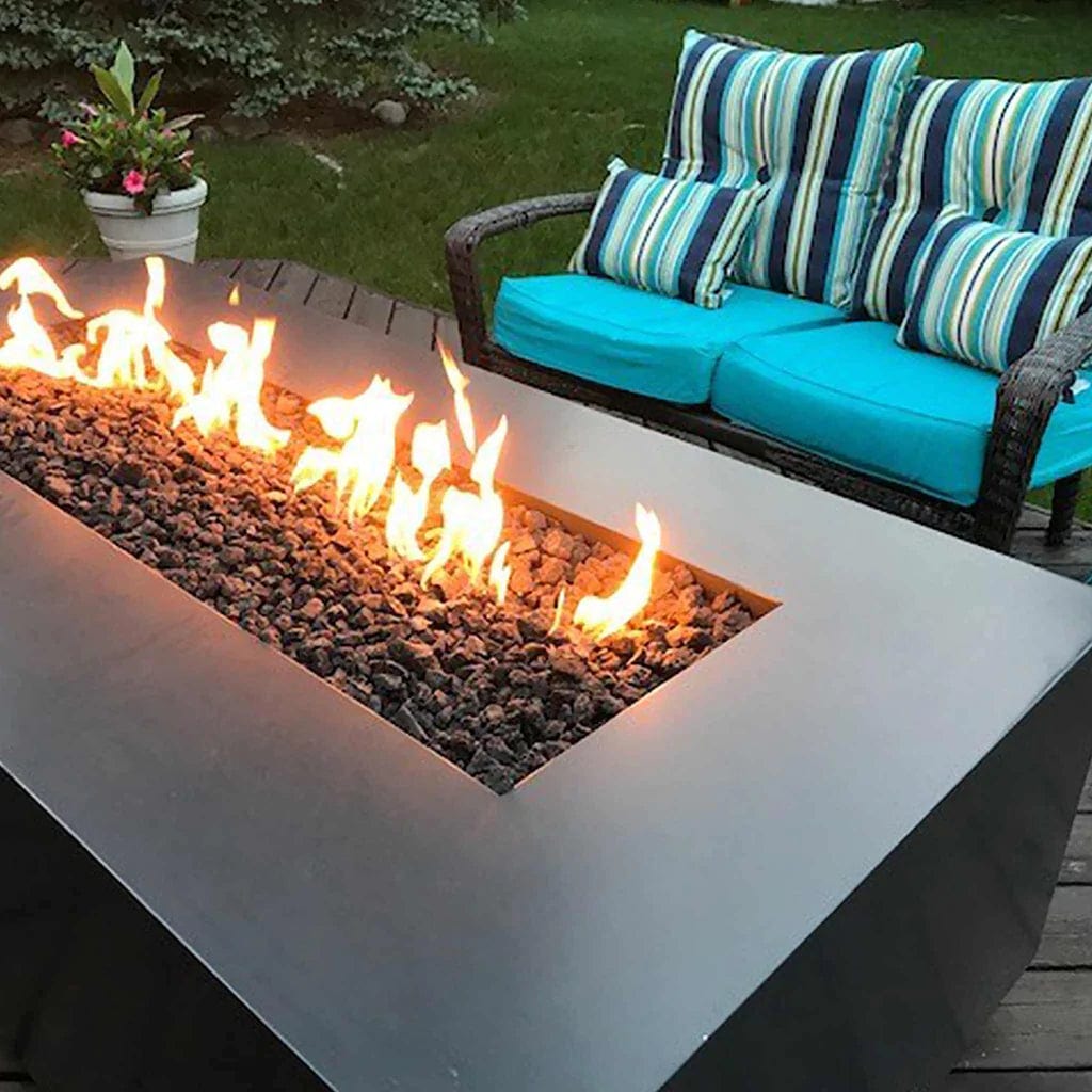 The Outdoor Plus 72" Coronado Copper & Corten Steel & Stainless Steel Rectangle Fire Pit