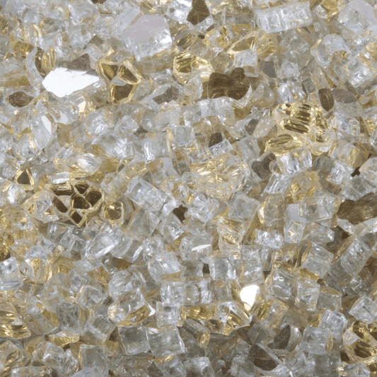 25 lbs. Gold Reflective Fire Glass Media
