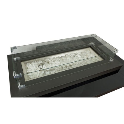 AZ Patio 30" Black/Mocha Rectangle Two Tier Glass Top Fire Pit