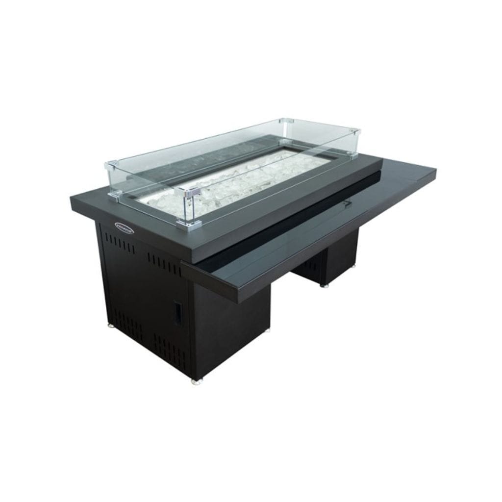 AZ Patio 30" Black/Mocha Rectangle Two Tier Glass Top Fire Pit