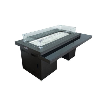 AZ Patio 30" Black/Mocha Rectangle Two Tier Glass Top Fire Pit