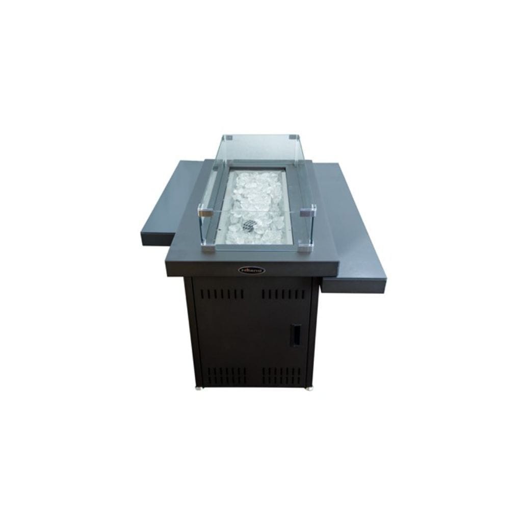 AZ Patio 30" Black/Mocha Rectangle Two Tier Glass Top Fire Pit