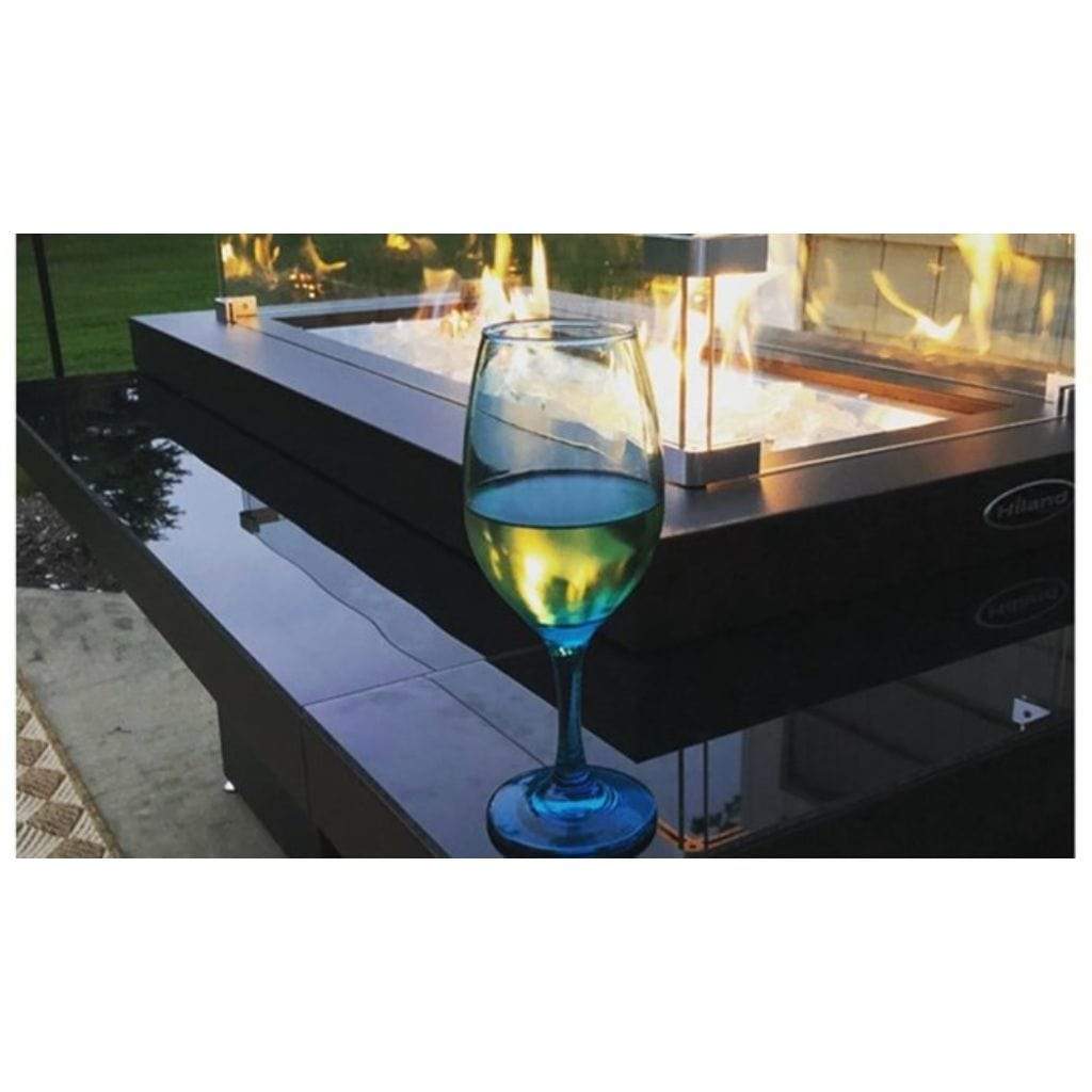 AZ Patio 30" Black/Mocha Rectangle Two Tier Glass Top Fire Pit