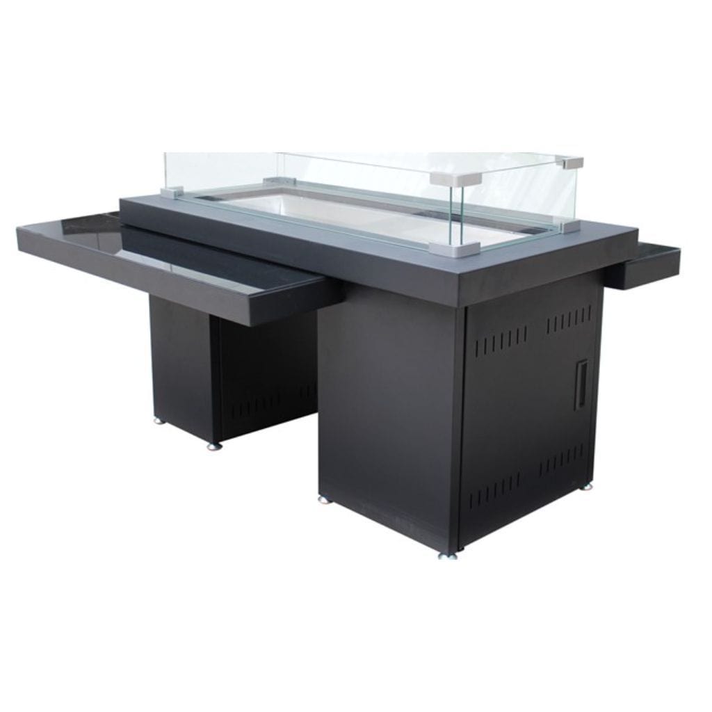 AZ Patio 30" Black/Mocha Rectangle Two Tier Glass Top Fire Pit