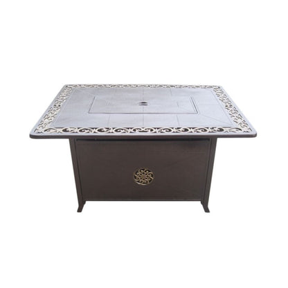 AZ Patio 35" Rectangular Cast Aluminum Decorative Fire Pit