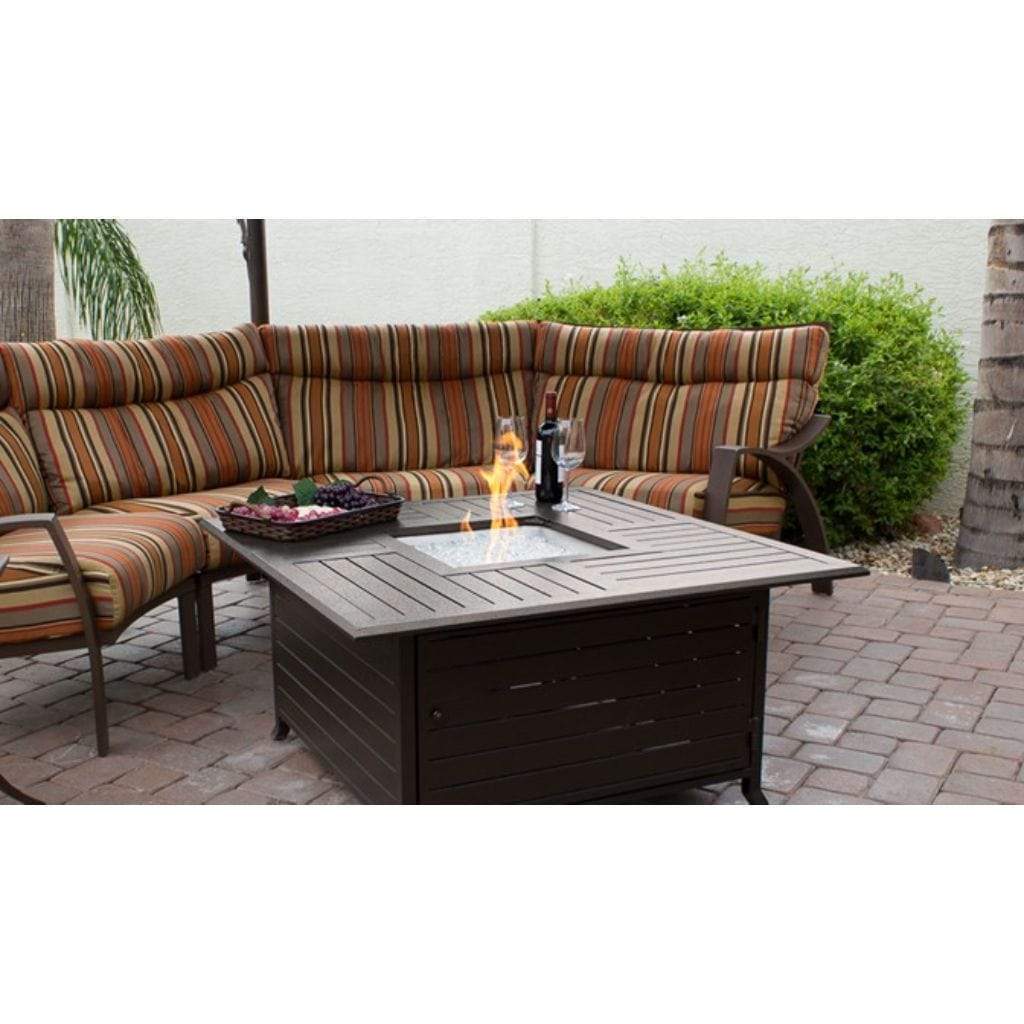 AZ Patio 45" Bronze Square Slatted Aluminum Fire Pit