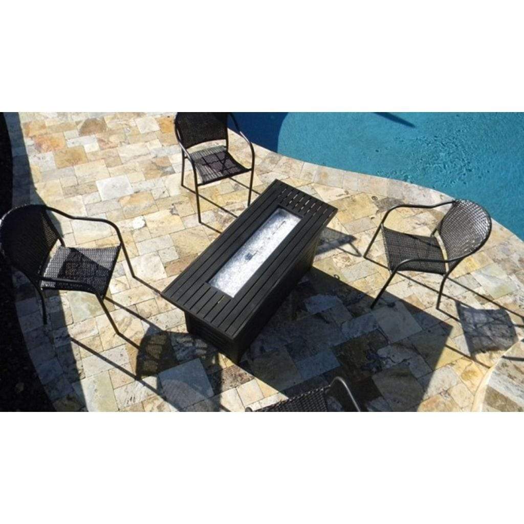 AZ Patio Heaters 22" Black Mocha Rectangle Fire Pit with Wind Screen