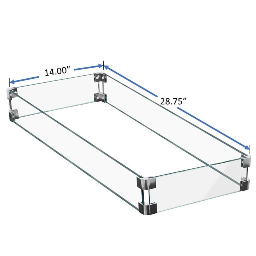 AZ Patio Heaters 28.75" x 14" Rectangle Glass Wind Screen for Firepits