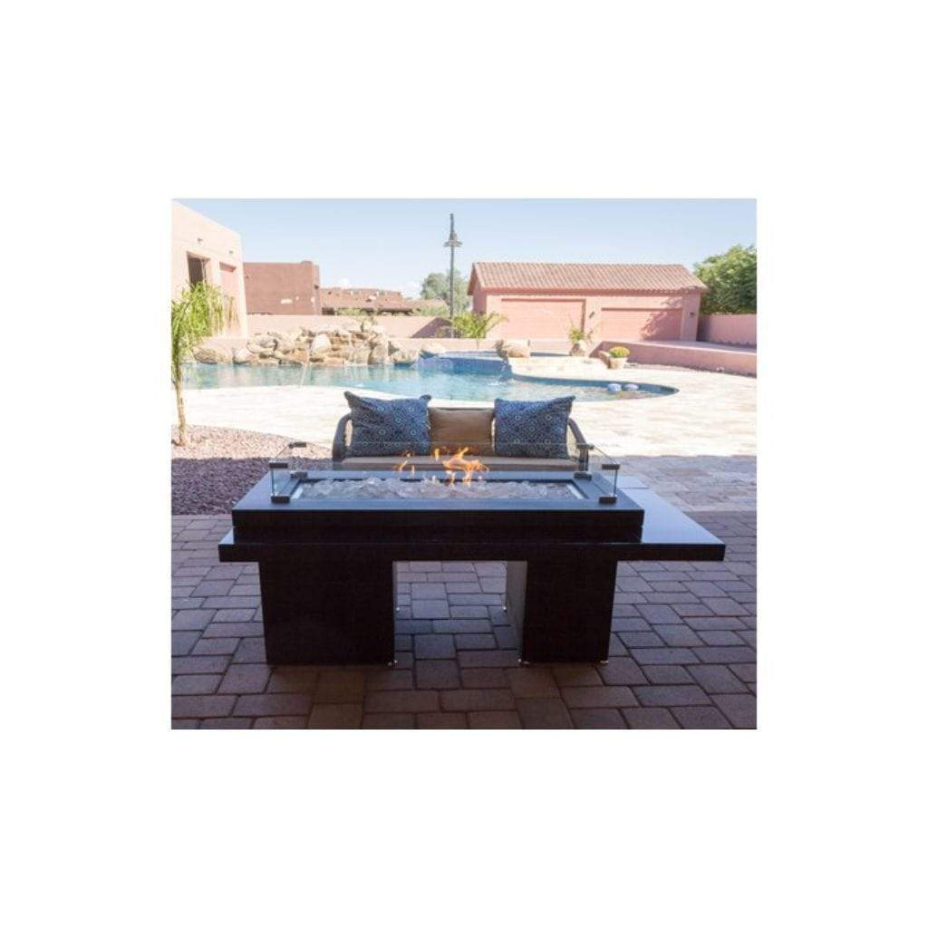 AZ Patio Heaters 30" Black/Mocha Rectangle Two Tier Glass Top Fire Pit