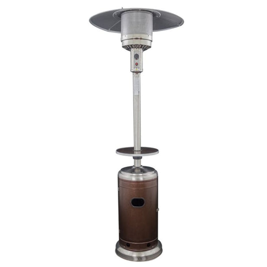 AZ Patio Heaters 87" Hammered Bronze & Stainless Steel Two Tone Outdoor with Table