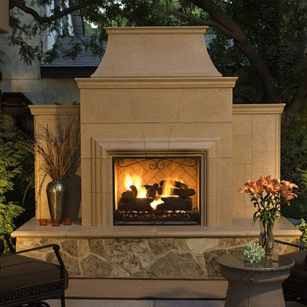 American Fyre Designs 110" Grand Cordova Vented Gas Fireplace with Rectangle Extended Bullnose Hearth