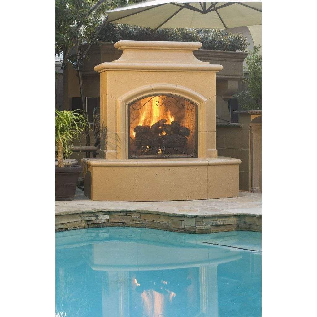 American Fyre Designs 65" Mariposa Vent Free Gas Fireplace with 137” Extended Bullnose Hearth