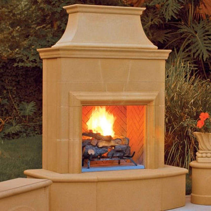 American Fyre Designs 65" Petite Cordova Vented Gas Fireplace with 160” Extended Bullnose Hearth