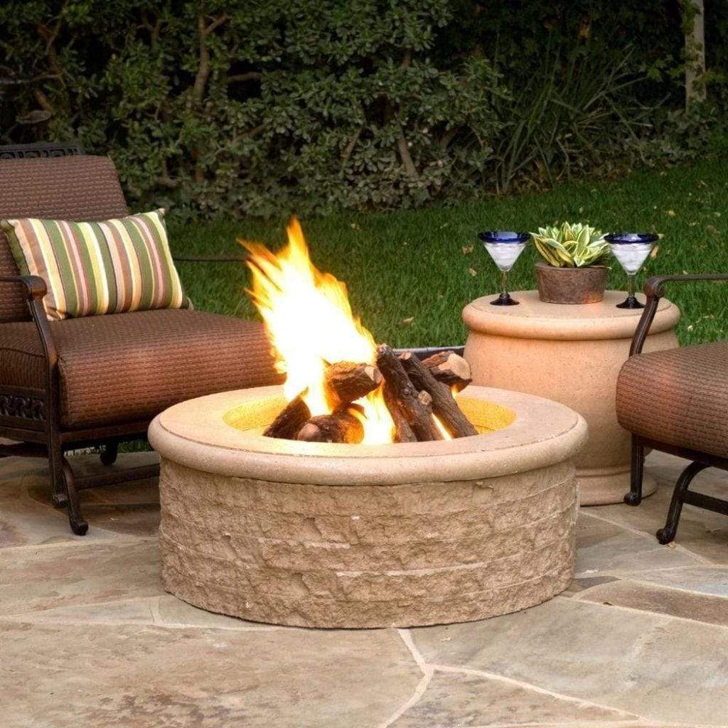 American Fyre Designs Chiseled 39" Round Gas Fire Pit