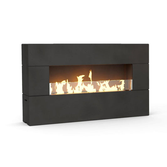 American Fyre Designs Milan Low 44" Black Lava Natural Gas Fireplace with FyreStarter Bluetooth Control