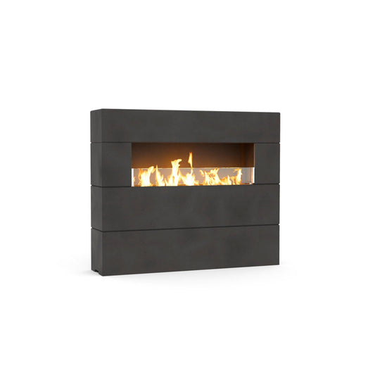 American Fyre Designs Milan Tall 60" Black Lava Natural Gas Fireplace with FyreStarter Bluetooth Control