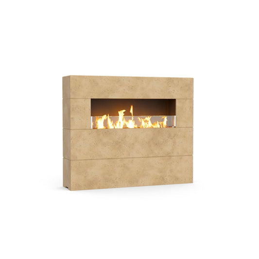 American Fyre Designs Milan Tall 60" Travertine Natural Gas Fireplace with FyreStarter Bluetooth Control