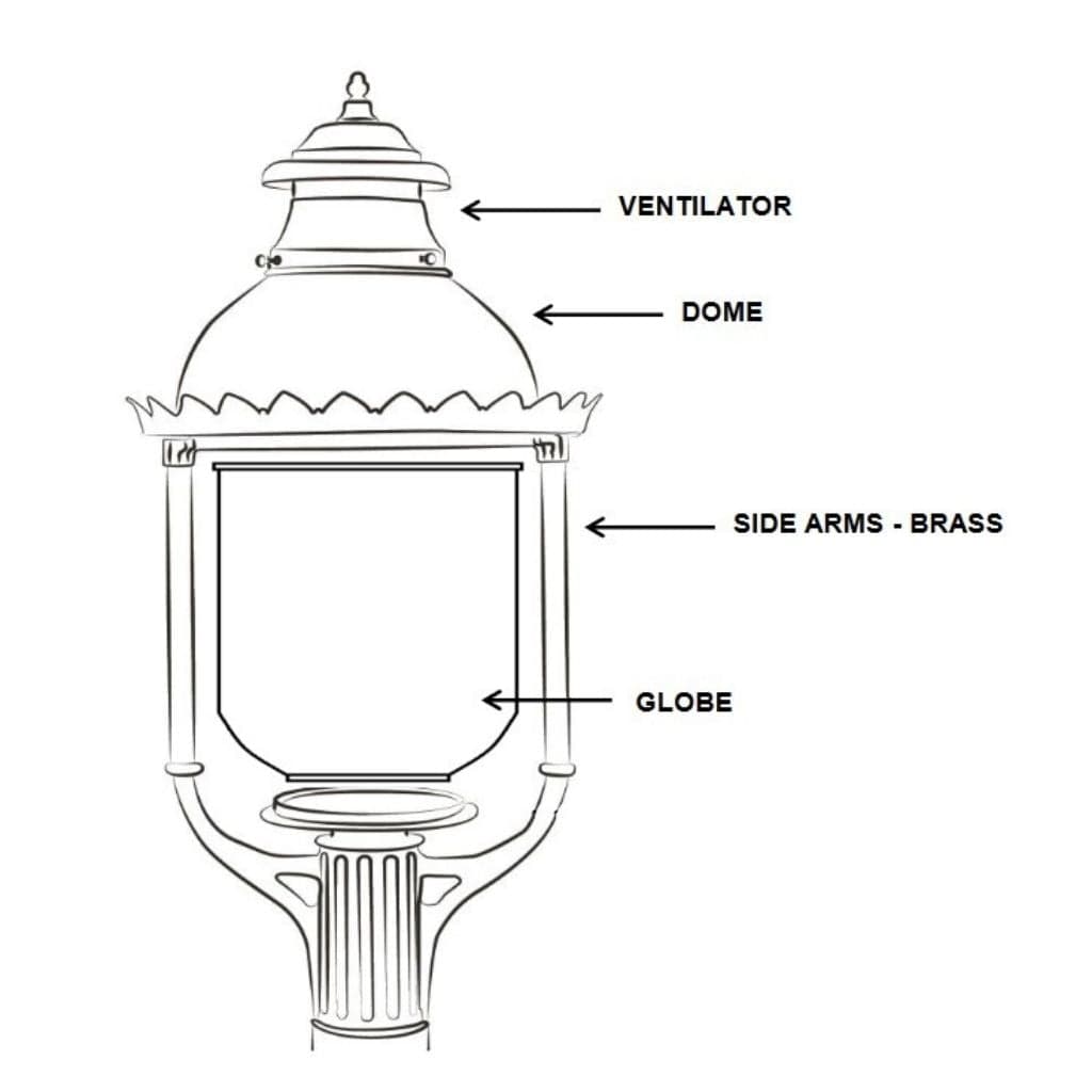 American Gas Lamp Works 17" 3600R Boulevard Aluminum Pier Mount Estate Gas Light Head