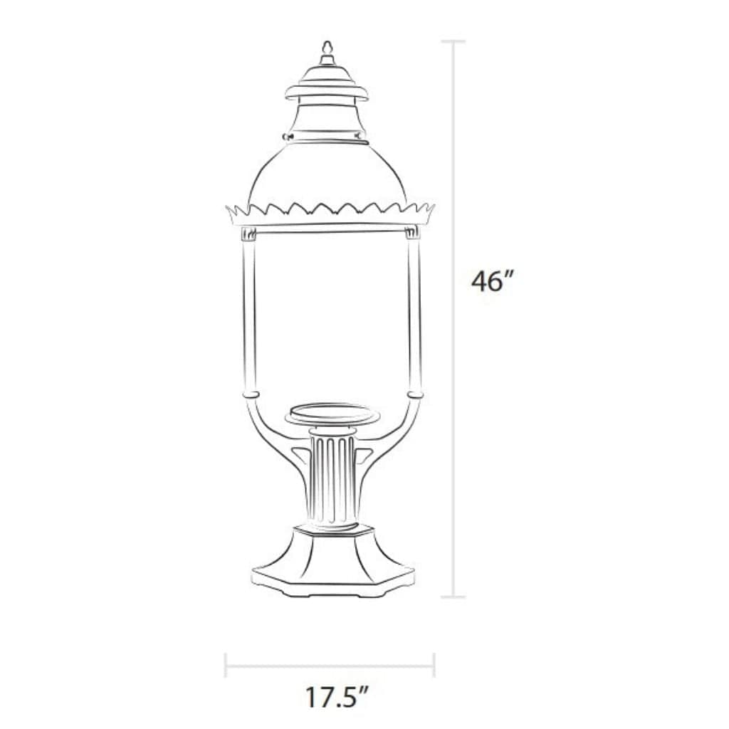 American Gas Lamp Works 17" 3600R Boulevard Aluminum Pier Mount Estate Gas Light Head