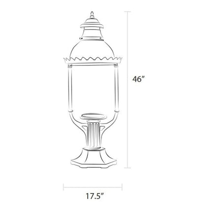 American Gas Lamp Works 17" 3600R Boulevard Aluminum Pier Mount Estate Gas Light Head