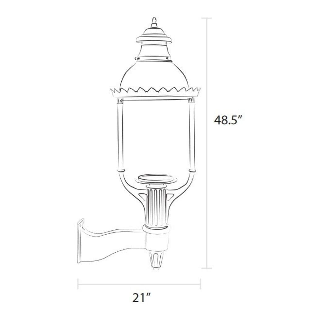 American Gas Lamp Works 17" 3600W Boulevard Aluminum Wall Mount Estate Gas Light Head