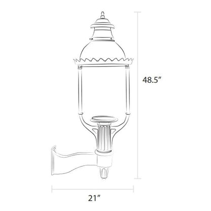 American Gas Lamp Works 17" 3600W Boulevard Aluminum Wall Mount Estate Gas Light Head