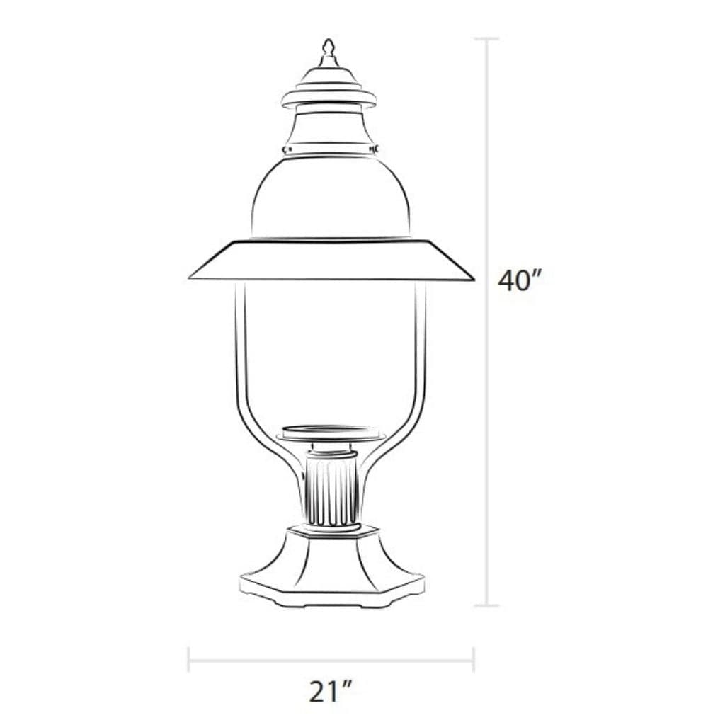 American Gas Lamp Works 21" 4300R Apollo Aluminum Pier Mount Estate Gas Light Head