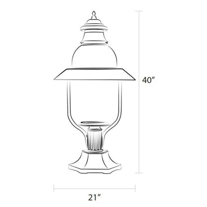 American Gas Lamp Works 21" 4300R Apollo Aluminum Pier Mount Estate Gas Light Head