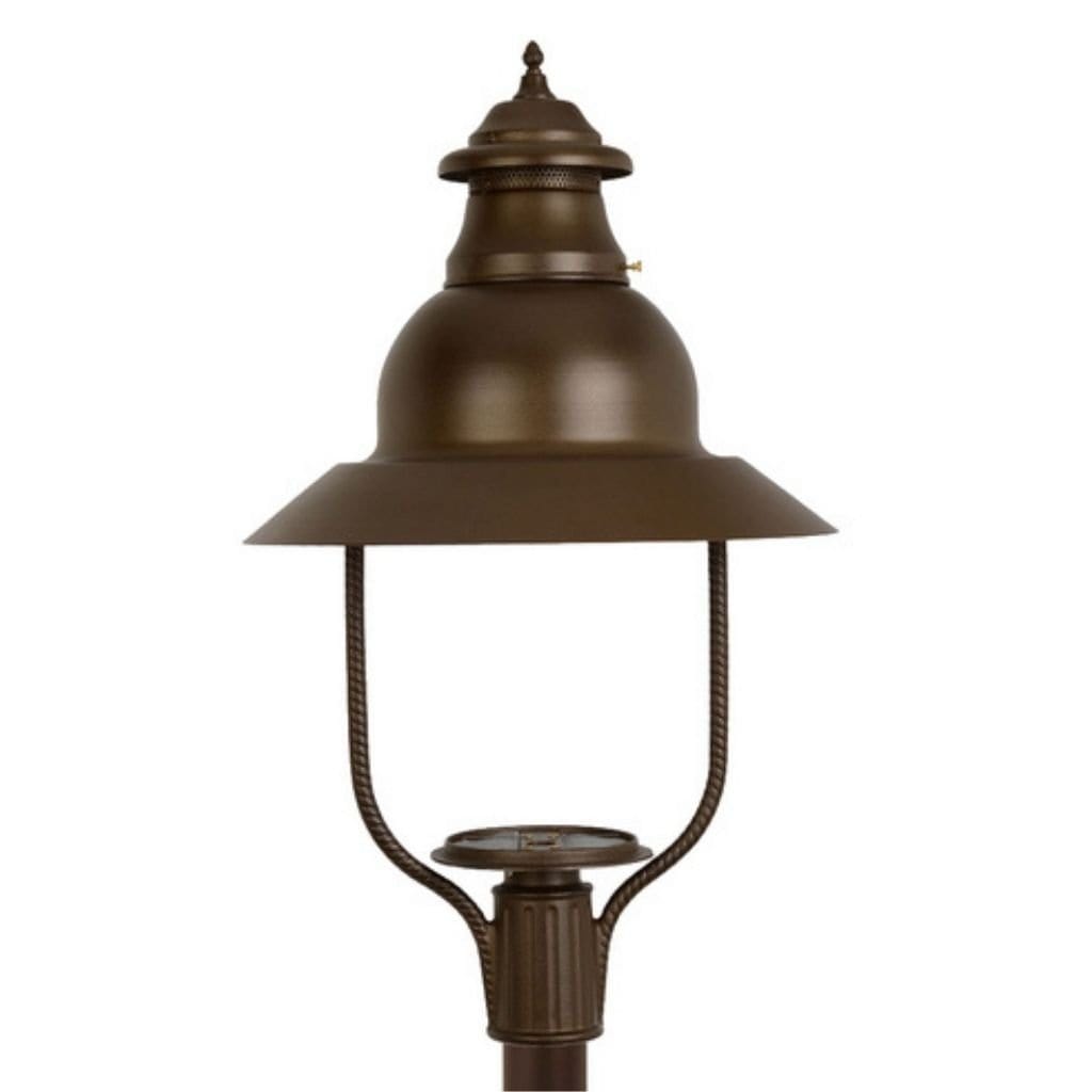 American Gas Lamp Works Apollo 4300H 21" Mid-Size Timeless Black Post Mount Aluminum Natural Gas Lamp With Dual Inverted Gas Mantle Light Assembly, Clear Glass Globe and Spun Aluminum Ventilator
