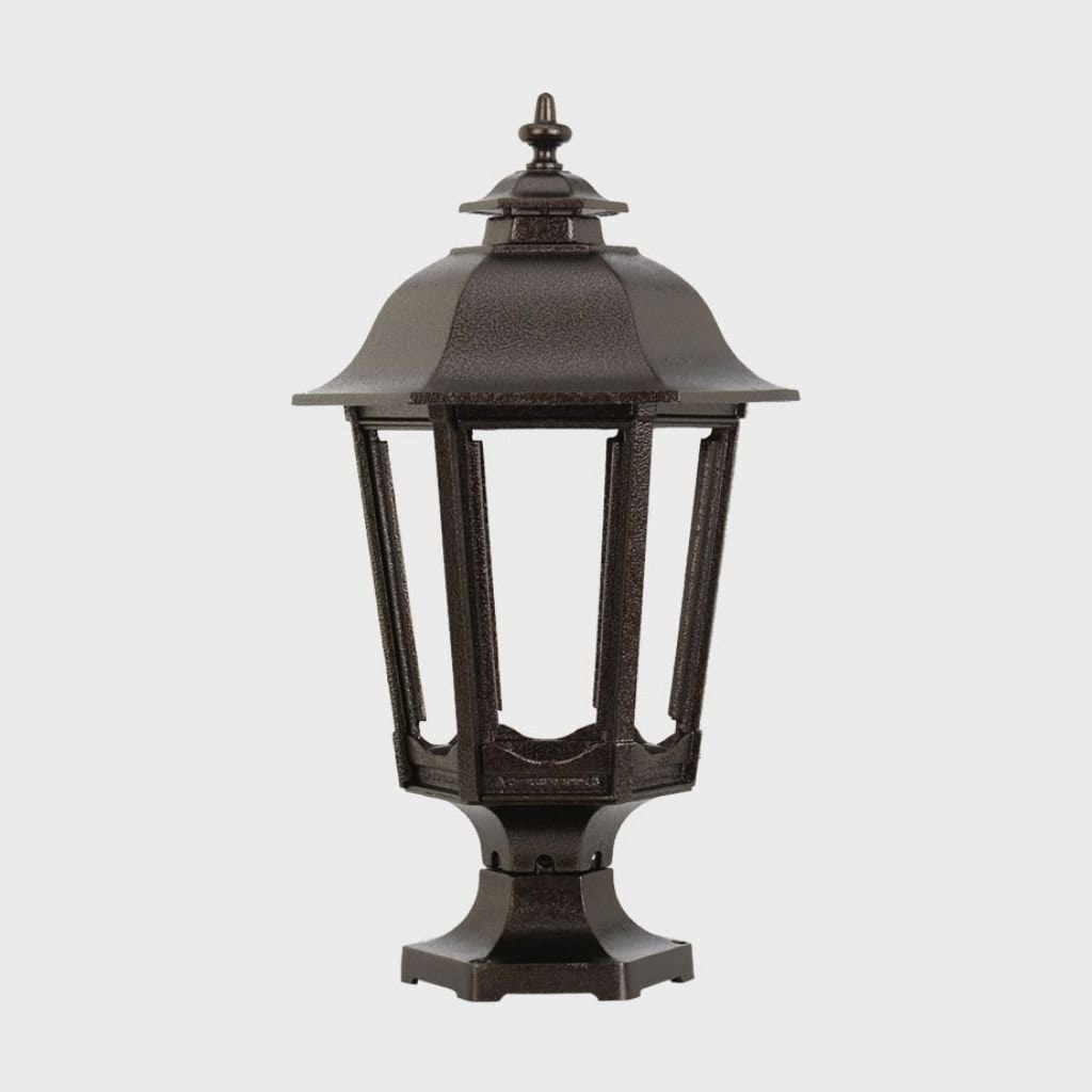 American Gas Lamp Works Bavarian 1200R 14" Timeless Black Residential Pier Mount Aluminum Natural Gas Lamp With Dual Inverted Gas Mantle Light Assembly, Flat Tempered Glass Panes and Universal Finial