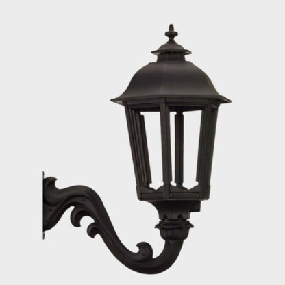 American Gas Lamp Works Bavarian 1200W 21" Timeless Black Residential Wall Mount Aluminum Natural Gas Lamp With Dual Inverted Gas Mantle Light Assembly, Flat Tempered Glass Panes and Universal Finial