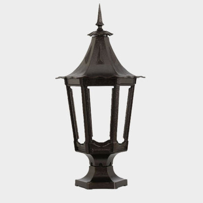 American Gas Lamp Works Cavalier 1400R 13" Timeless Black Residential Pier Mount Aluminum Natural Gas Lamp With Dual Inverted Gas Mantle Light Assembly, Flat Tempered Glass Panes and Universal Finial