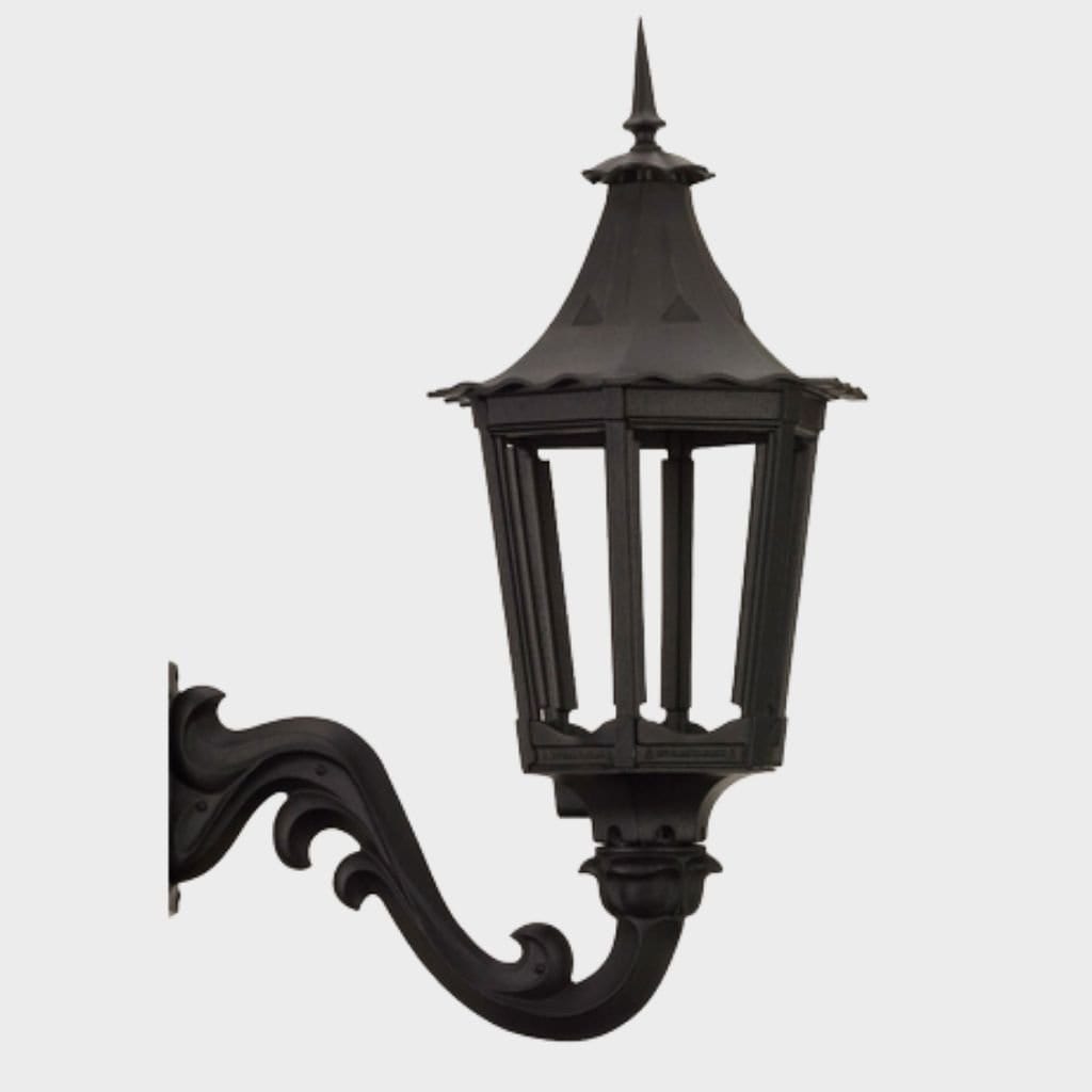 American Gas Lamp Works Cavalier 1400W 21" Timeless Black Residential Wall Mount Aluminum Natural Gas Lamp With Dual Inverted Gas Mantle Light Assembly, Flat Tempered Glass Panes and Universal Finial