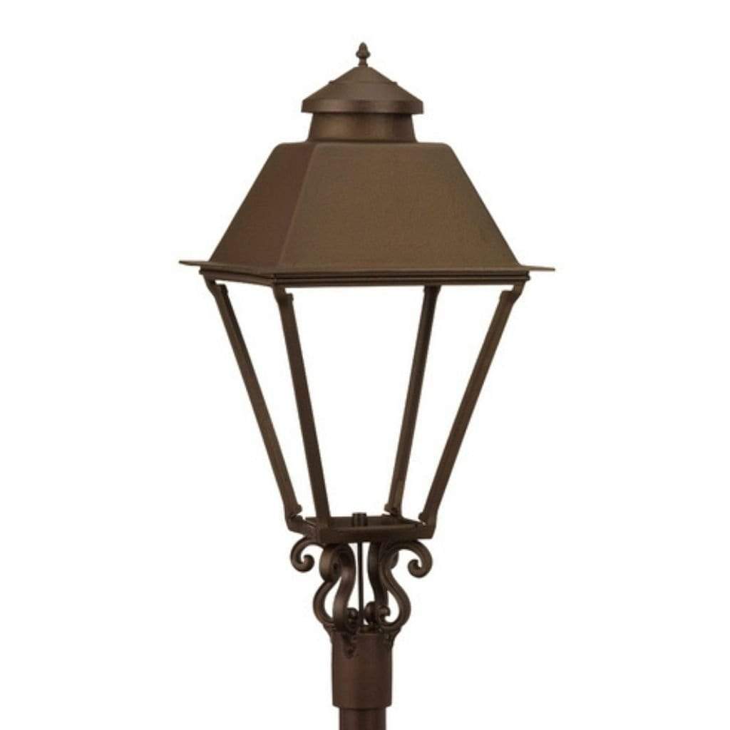 American Gas Lamp Works Coachman 3000H 19" Timeless Black Estate Post Mount Aluminum Natural Gas Lamp With Dual Inverted Gas Mantle Light Assembly, Flat Tempered Glass Panes and Universal Finial