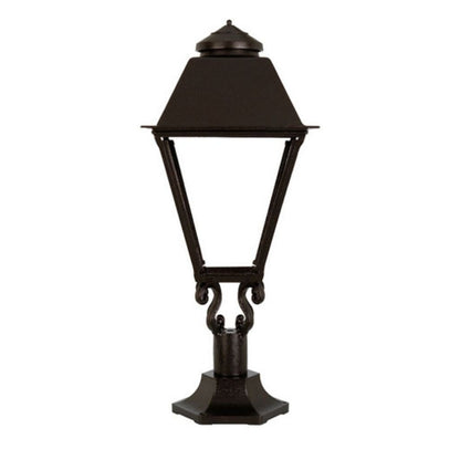 American Gas Lamp Works Coachman 3000R 19" Timeless Black Estate Pier Mount Aluminum Natural Gas Lamp With Dual Inverted Gas Mantle Light Assembly, Flat Tempered Glass Panes and Universal Finial