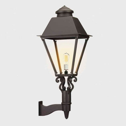 American Gas Lamp Works Coachman 3000W 20" Timeless Black Estate Wall Mount Aluminum Natural Gas Lamp With Dual Inverted Gas Mantle Light Assembly, Flat Tempered Glass Panes and Universal Finial