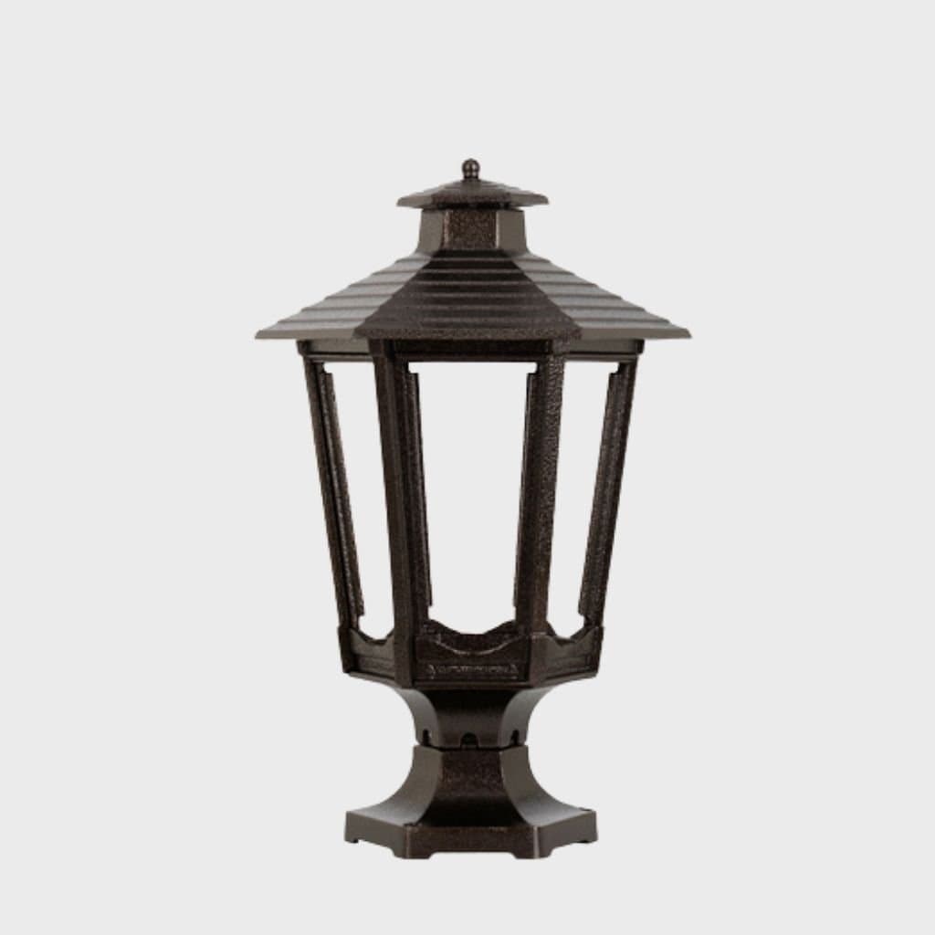 American Gas Lamp Works Cosmopolitan 1600R 14" Timeless Black Residential Pier Mount Aluminum Natural Gas Lamp With Dual Inverted Gas Mantle Light Assembly, Flat Tempered Glass Panes and Universal Finial