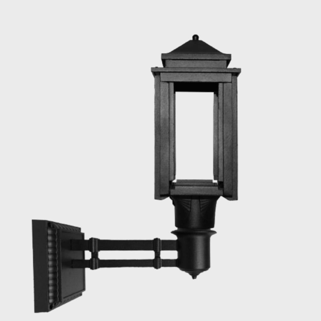 American Gas Lamp Works Craftsman 1100W 16" Timeless Black Residential Wall Mount Aluminum Natural Gas Lamp With Dual Inverted Gas Mantle Light Assembly, Flat Tempered Glass Panes and Universal Finial