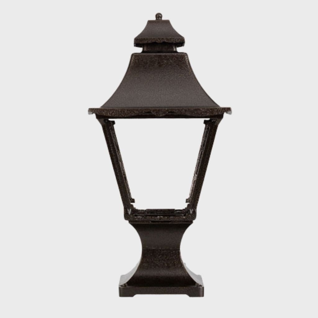 American Gas Lamp Works Essex 1900R 11" Timeless Black Residential Pier Mount Aluminum Natural Gas Lamp With Dual Inverted Gas Mantle Light Assembly, Flat Tempered Glass Panes and Universal Finial