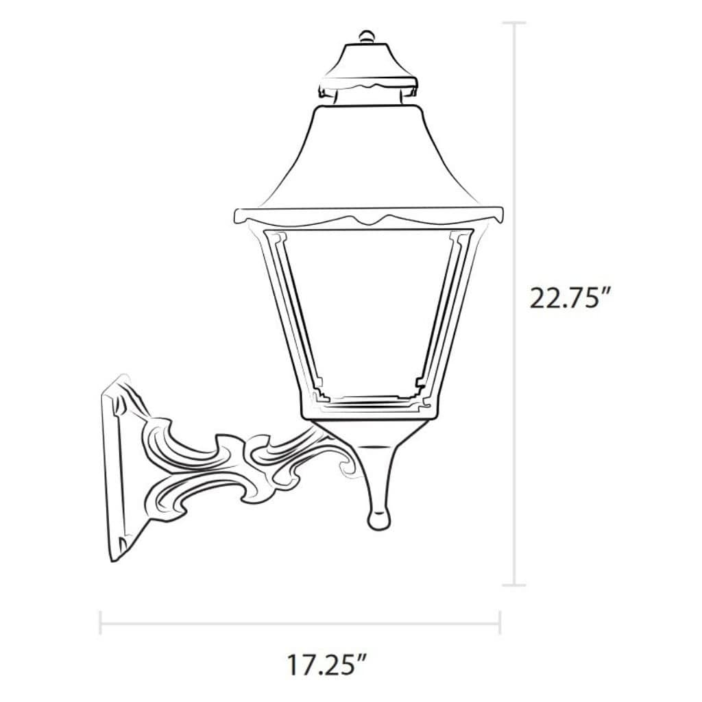 American Gas Lamp Works Essex 1900W 17" Timeless Black Residential Wall Mount Aluminum Natural Gas Lamp With Dual Inverted Gas Mantle Light Assembly, Flat Tempered Glass Panes and Universal Finial