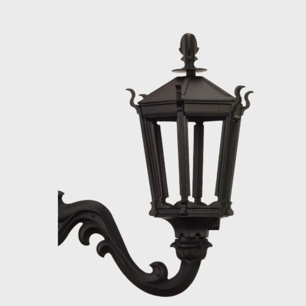 American Gas Lamp Works Gothic 2900W 21" Timeless Black Residential Wall Mount Aluminum Natural Gas Lamp With Dual Inverted Gas Mantle Light Assembly, Flat Tempered Glass Panes and Universal Finial