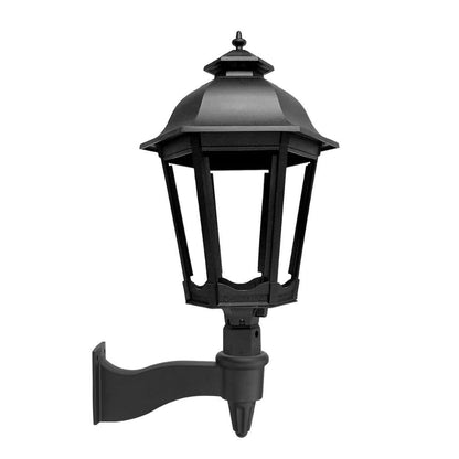 American Gas Lamp Works Grand Bavarian 3200W 20" Mid-Size Timeless Black Wall Mount Aluminum Natural Gas Lamp With Dual Inverted Gas Mantle Light Assembly, Flat Tempered Glass Panes and Universal Finial