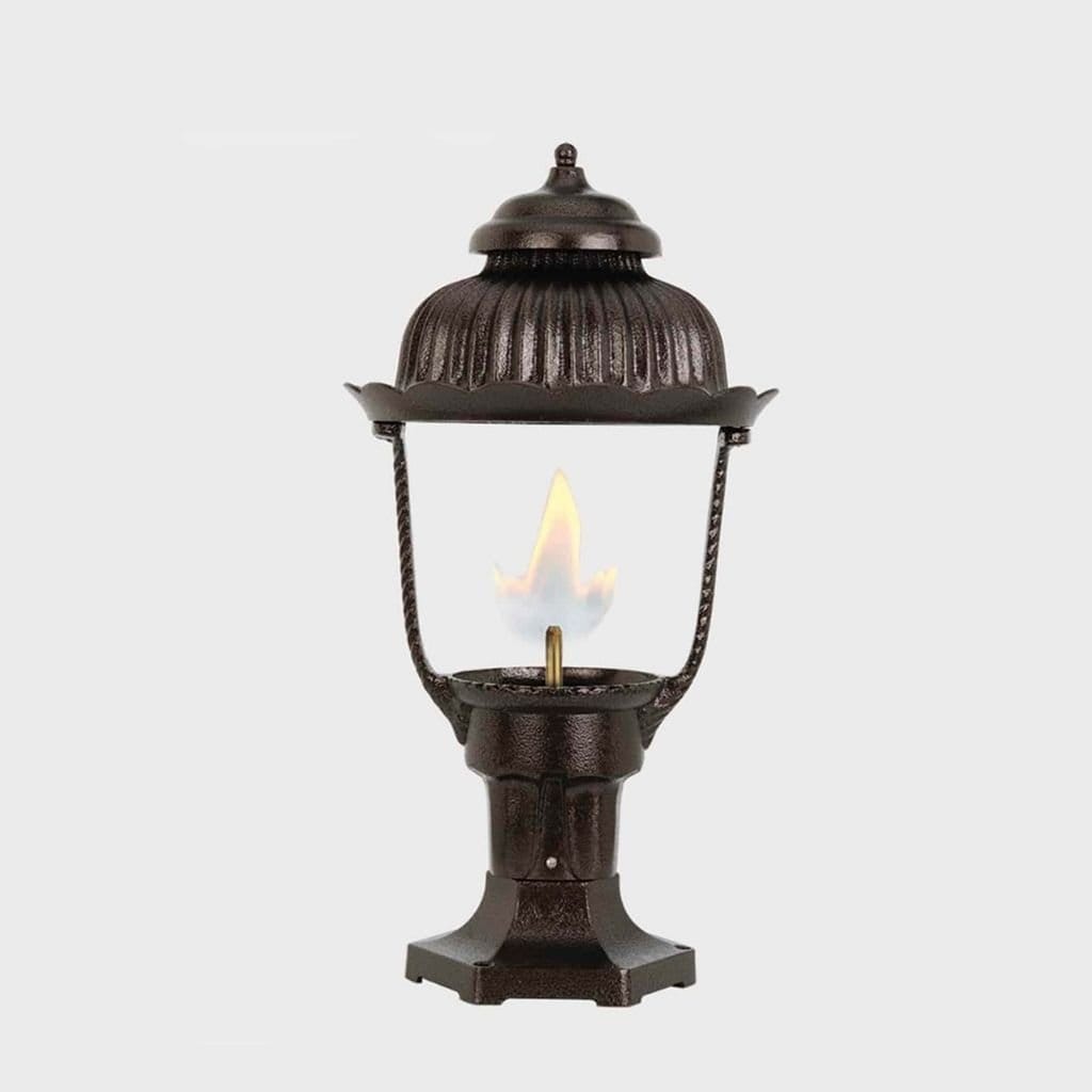 American Gas Lamp Works Heritage 1700R 12" Timeless Black Residential Pier Mount Aluminum Natural Gas Lamp With Dual Inverted Gas Mantle Light Assembly, Clear Glass Globe and Universal Finial